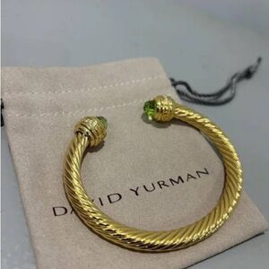 David Yurman 7mm Classic Cable Station Bracelet with light green gemstone